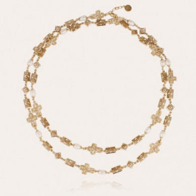 Collier femme or perles blanches GAS Yuca