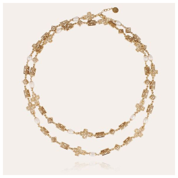 Collier femme or perles blanches GAS Yuca