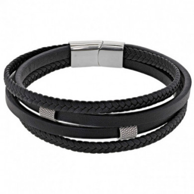 Bracelet homme cuir noir ONE MAN SHOW