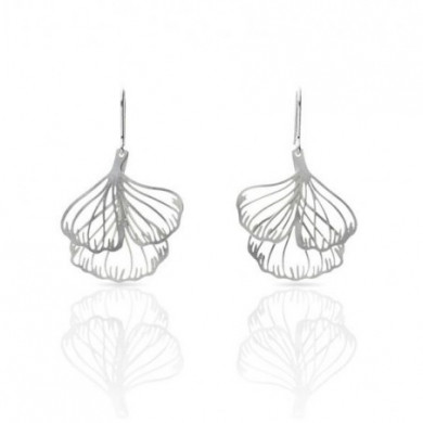 Boucles d'oreilles argent femme deux feuilles Gingko RAS® Bijoux