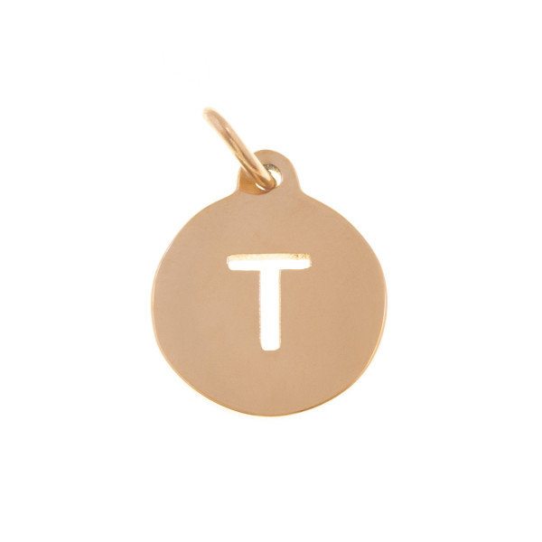 Pendentif ZAG rosé lettre 'T'