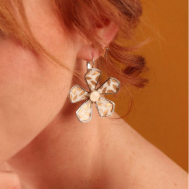 Boucles d’oreilles femme argent fleur dore et blanc Lovely TARATATA Bijoux