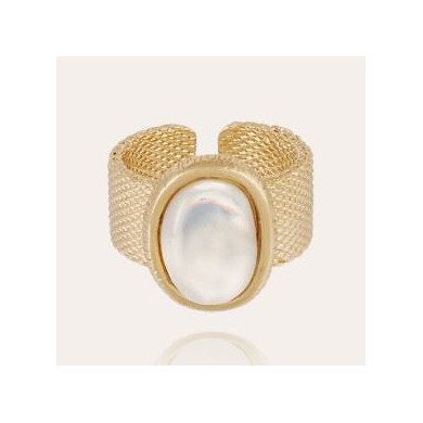 Bague femme or  nacre blanche GAS Totem