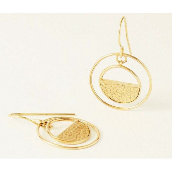 Boucles d’oreilles Argent Or femme cuir métallic gold FLOWERS FOR ZOE