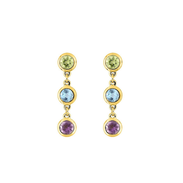 Boucles d'oreilles or 18 carats pendantes multicolores