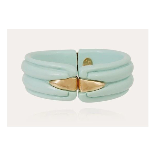 Bracelet femme manchette or acétate turquoise GAS Ecume