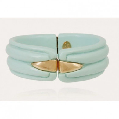 Bracelet femme manchette or acétate turquoise GAS Ecume