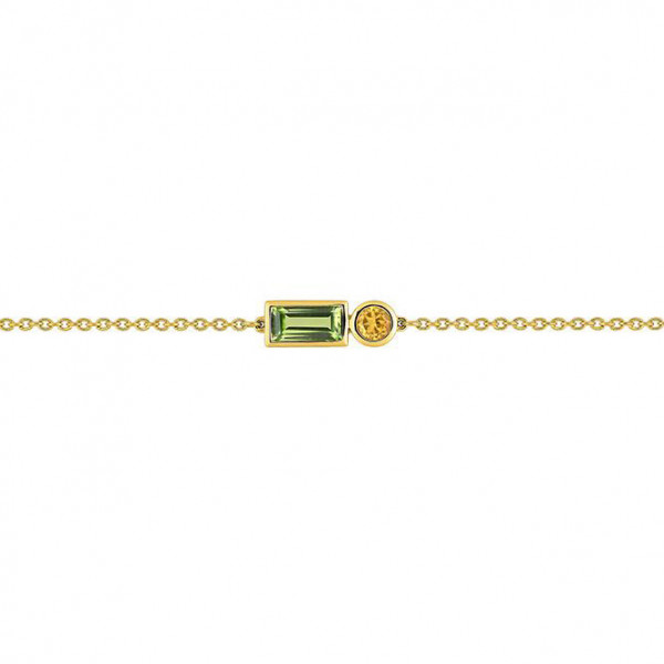 Bracelet femme bracelet or jaune et pierre citrine,peridot JOELLI