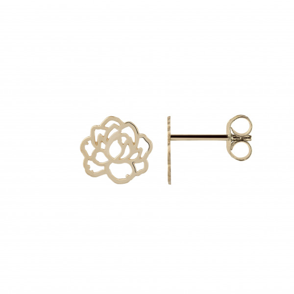 Boucles d'oreille or 18 carat fleur pivoine