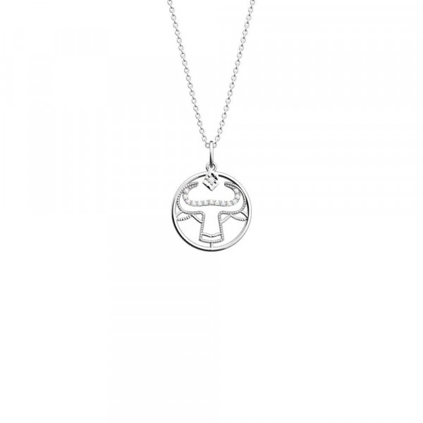 Collier argent GEORGETTES Zodique Taureau précieuse 20mm