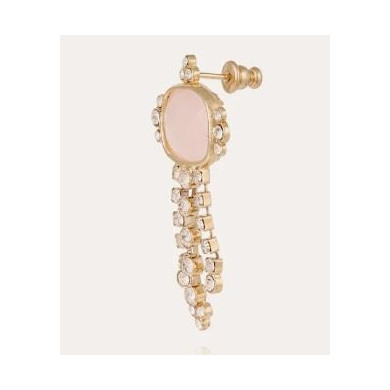 Boucles d’oreilles femme or strass et quartz rose GAS Bijoux Tiki