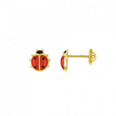 Boucles d'oreilles or 18 carat enfant coccinelles