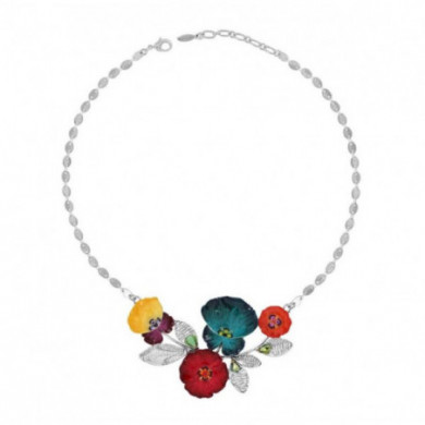 Collier femme argent fleurs multicolores, Bloom TARATATA