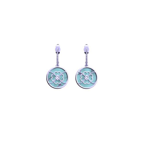 Boucles d'Oreilles Or Femmes Georgettes Porte-Bonheur Trèfle nacre