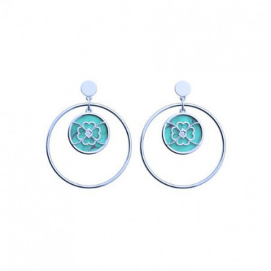 Boucles d'oreilles Femme Argent Georgettes "Porte-Bonheur Trèfle" turquoise