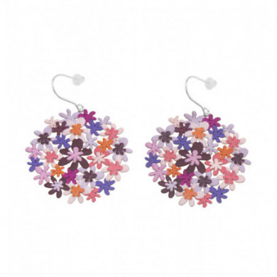 Boucles d'oreilles argent multicolore rose Hortensia RAS® Bijoux