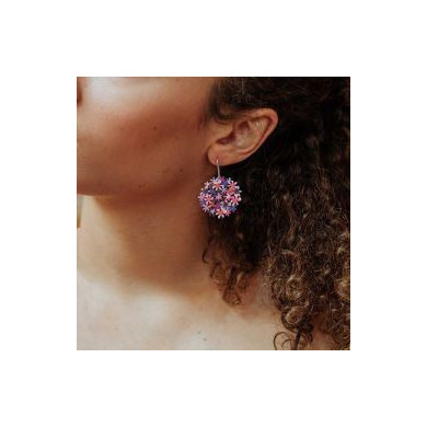 Boucles d'oreilles argent multicolore rose Hortensia RAS® Bijoux