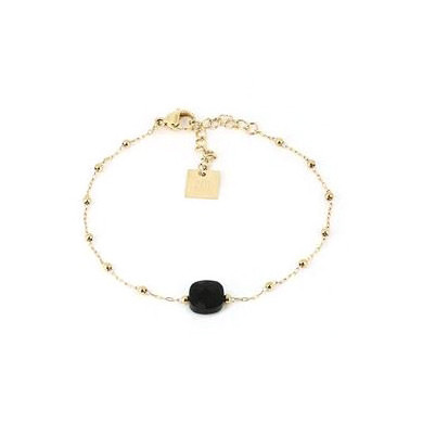 ZAG Bijoux Bracelet femme Or en Acier Inoxydable mini perle onyx noir "Pablo"