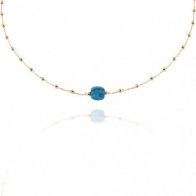 ZAG Bijoux Collier Femme Or Acier Inoxydable "Pablo" Apatite Bleue