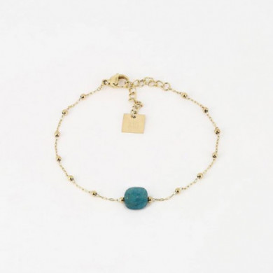 ZAG Bijoux Bracelet Femme Or Acier Inoxydable "Pablo" Apatite Bleue