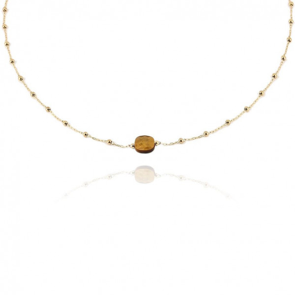 ZAG Bijoux Collier Femme Or Acier Inoxydable "Pablo" Œil de tigre