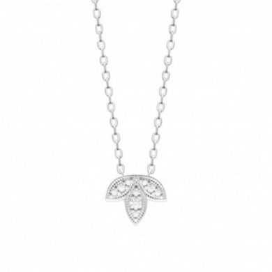 Collier argent femme pendentif feuille et oxydes de zirconium Influences