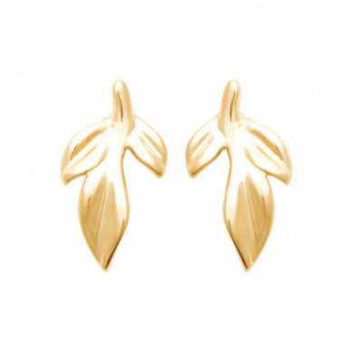 Boucles d’oreilles femme or  puces forme feuille Influences