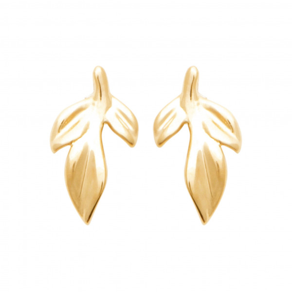 Boucles d’oreilles femme or  puces forme feuille Influences