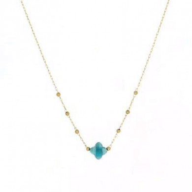 ZAG Bijoux Collier Femme Or Acier Inoxydable Turquoise "Velasquez"