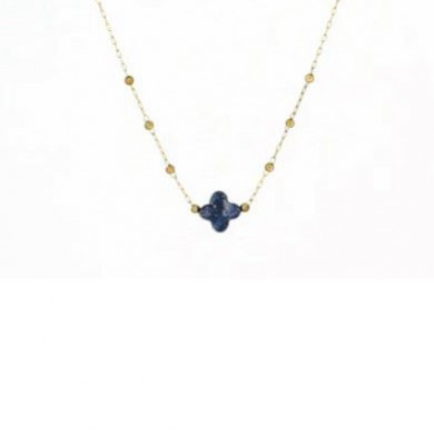 ZAG Bijoux Collier Femme Or Acier Inoxydable Lapis Lazuli "Velasquez"