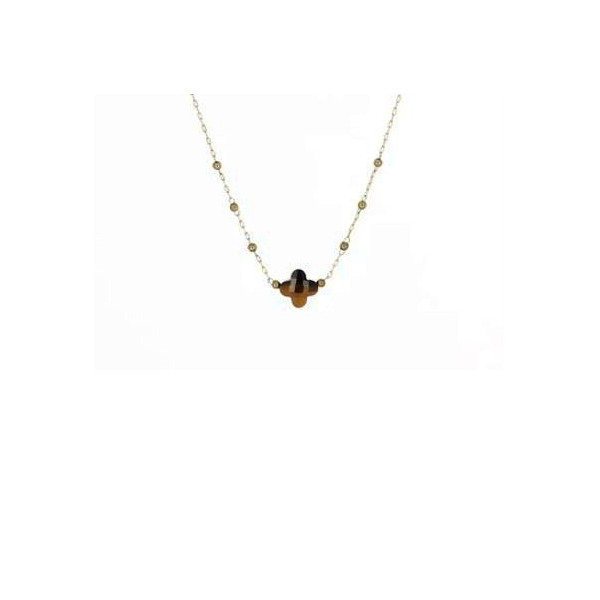 ZAG Bijoux Collier Femme Or Acier Inoxydable Œil de Tigre "Velasquez"