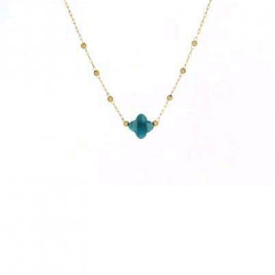 ZAG Bijoux Collier Femme Or Acier Inoxydable Apatite bleue "Velasquez"v