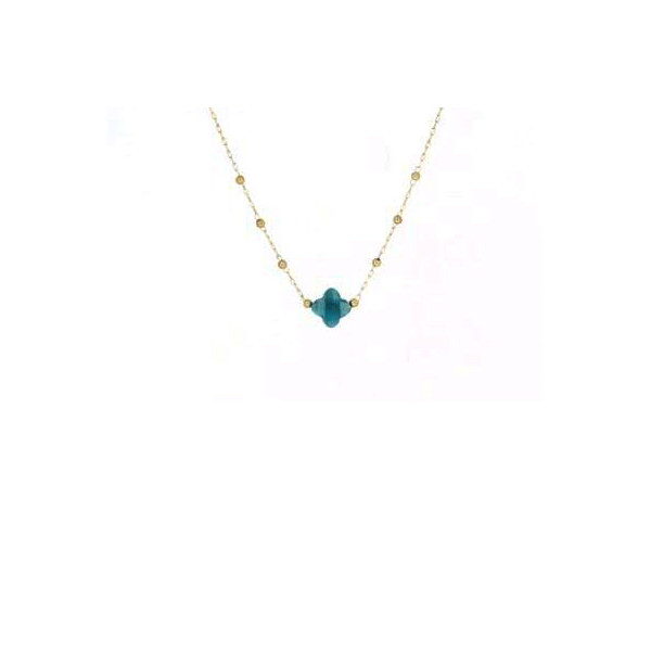 ZAG Bijoux Collier Femme Or Acier Inoxydable Apatite bleue "Velasquez"v