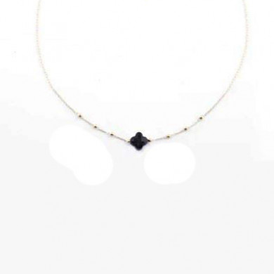 ZAG Bijoux Collier Femme Or Acier Inoxydable Onyx Noir "Velasquez"