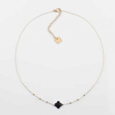 ZAG Bijoux Collier Femme Or Acier Inoxydable Onyx Noir "Velasquez"