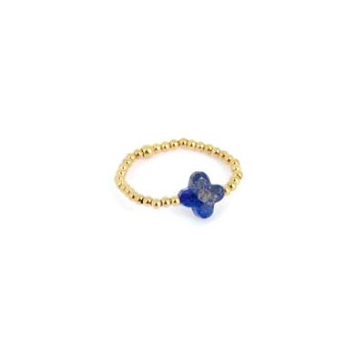 ZAG BIJOUX Bague femme or acier inoxydable trèfle Lapis Lazuli Velasquez