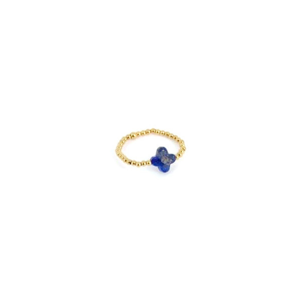 ZAG BIJOUX Bague femme or acier inoxydable trèfle Lapis Lazuli Velasquez