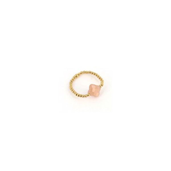 ZAG BIJOUX Bague femme or acier inoxydable trèfle pierre de soleil Velasquez