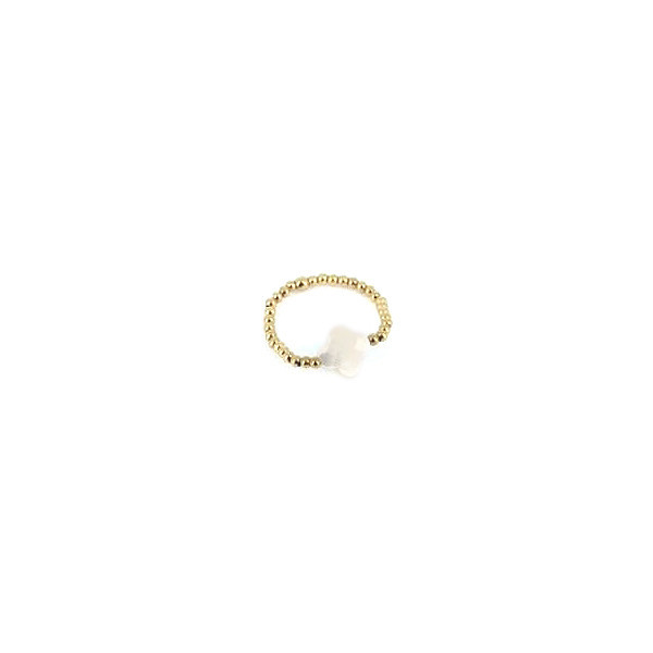 ZAG BIJOUX Bague femme or acier inoxydable trèfle nacre blanche Velasquez