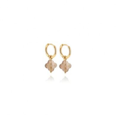 ZAG BIJOUX mini créoles femme or acier inoxydable trèfle Quartz Fumé Velasquez