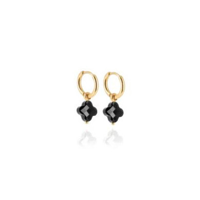 ZAG BIJOUX mini créoles femme or acier inoxydable trèfle Onyx noir Velasquez