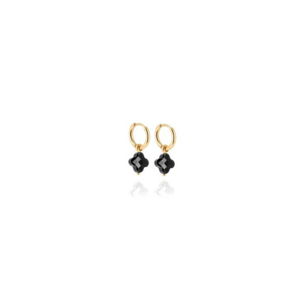 ZAG BIJOUX mini créoles femme or acier inoxydable trèfle Onyx noir Velasquez