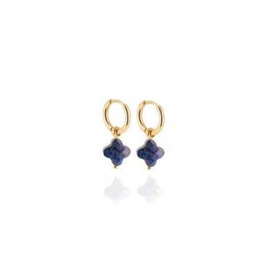 ZAG BIJOUX mini créoles femme or acier inoxydable trèfle Lapis Lazuli Velasquez