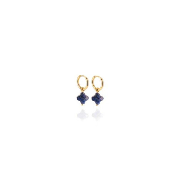 ZAG BIJOUX mini créoles femme or acier inoxydable trèfle Lapis Lazuli Velasquez