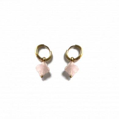 ZAG BIJOUX mini créoles femme or acier inoxydable trèfle Rhodonite Velasquez