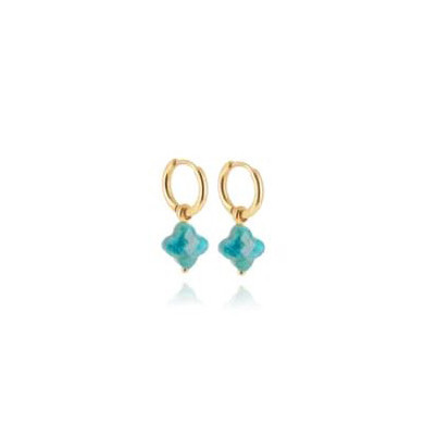 ZAG BIJOUX mini créoles femme or acier inoxydable trèfle Apatite bleue Velasquez