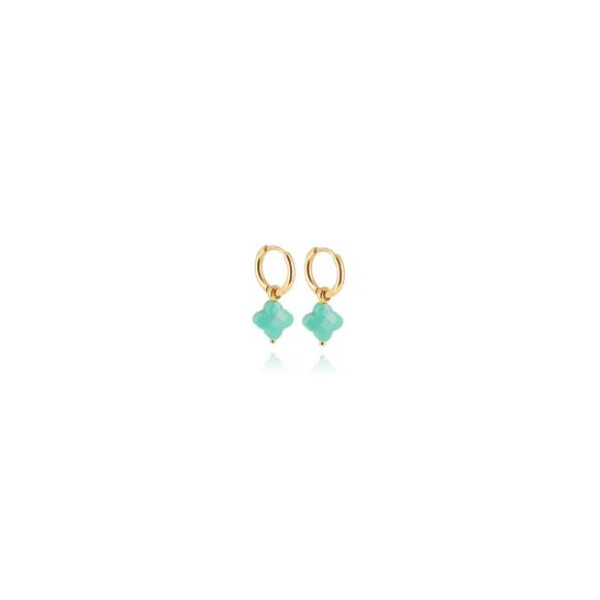 ZAG BIJOUX mini créoles femme or acier inoxydable trèfle turquoise Velasquez