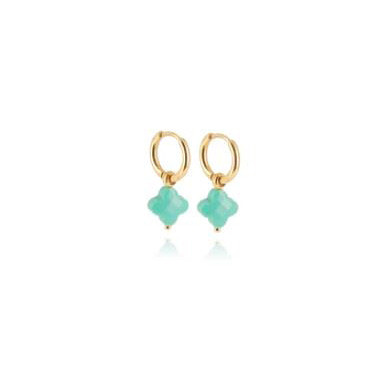 ZAG BIJOUX mini créoles femme or acier inoxydable trèfle Amazonite Velasquez