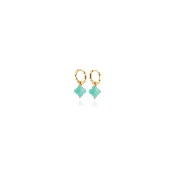 ZAG BIJOUX mini créoles femme or acier inoxydable trèfle Amazonite Velasquez