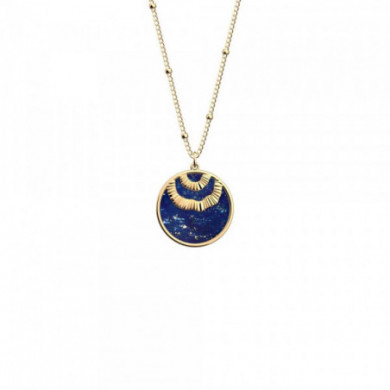 Collier or GEORGETTES pendentif pierre bleue naturelle